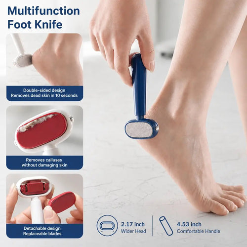 🔥Last Day 50% OFF - Dual‑Sided Foot Callus Remover, Replaceable Stainless Steel Blade Foot Scraper 🦶