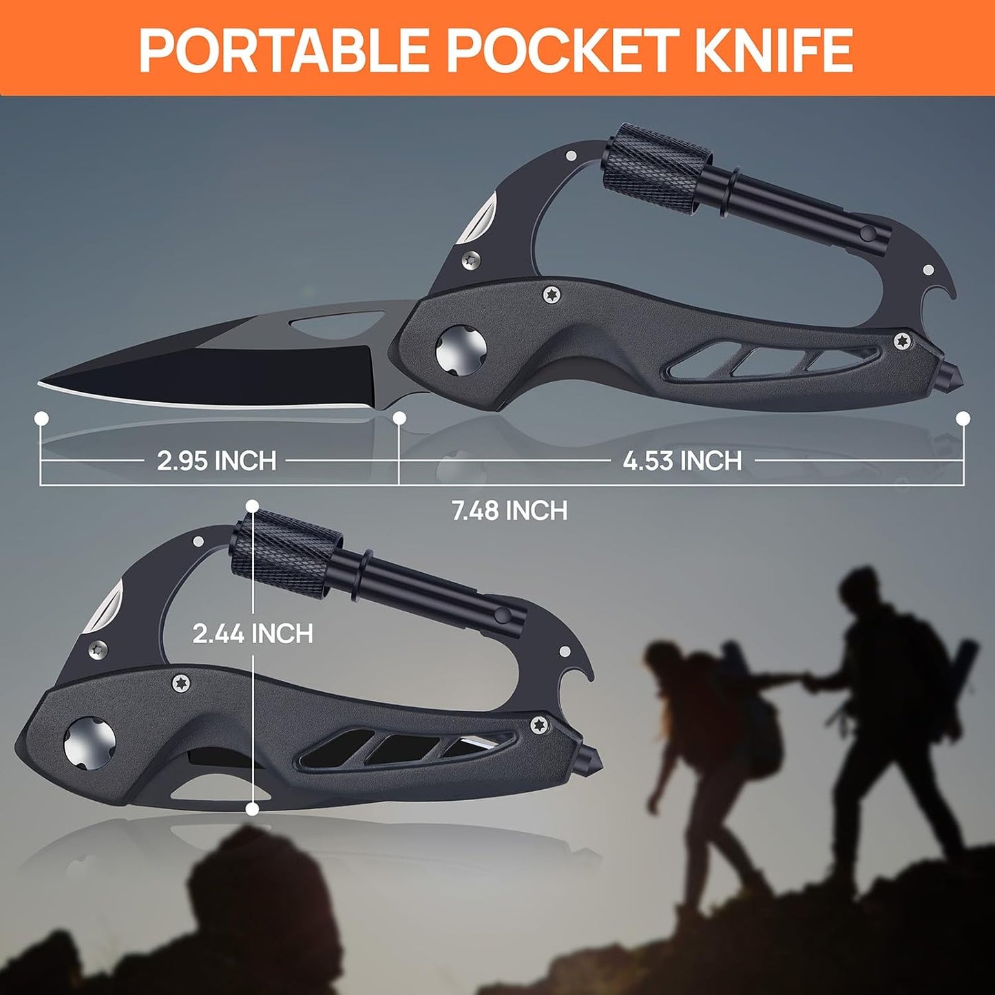 💥All-in-One Carabiner Multi Tool – Compact EDC Keychain with Knife & Screwdriver