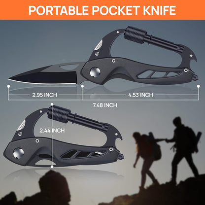 💥All-in-One Carabiner Multi Tool – Compact EDC Keychain with Knife & Screwdriver