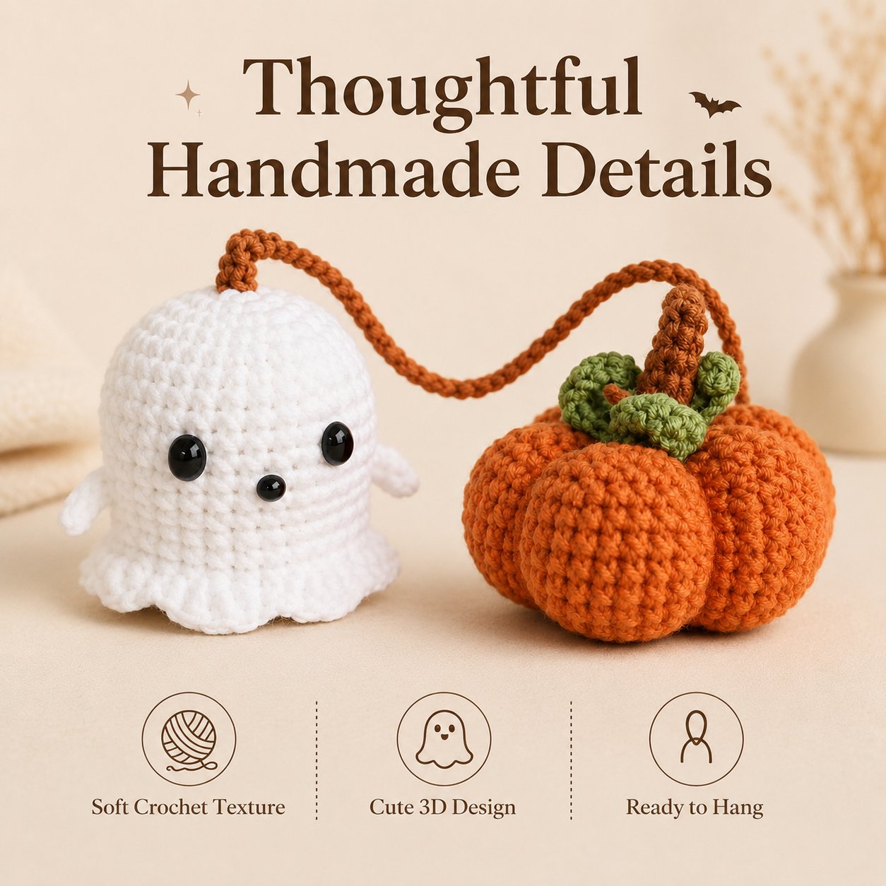 🎃 Add Cozy Halloween Charm to Every Drive 👻 Handmade Crochet Car Mirror Charm