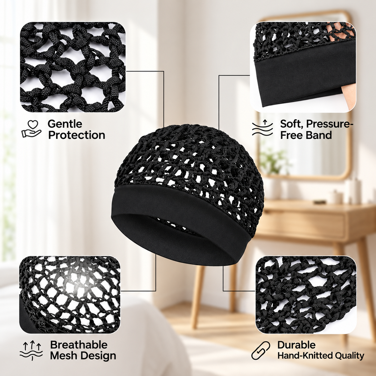 Wide Band Mesh Hair Cap