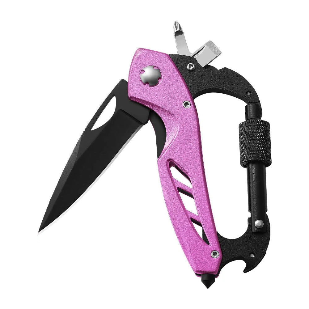💥All-in-One Carabiner Multi Tool – Compact EDC Keychain with Knife & Screwdriver