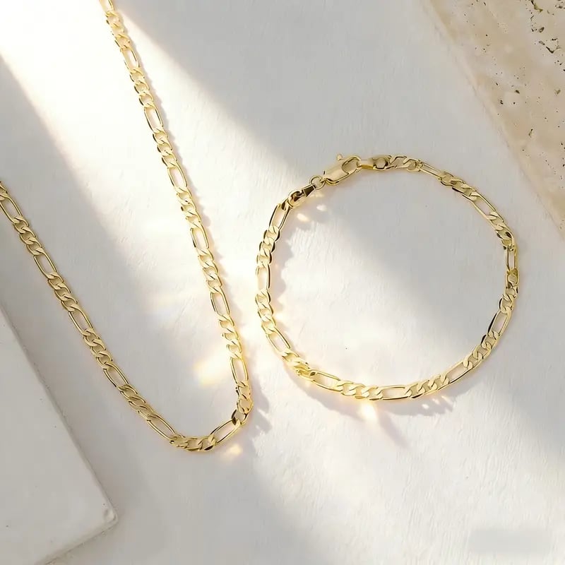 😍Elegant 2-Piece 18K Gold Jewelry Set – Bracelet & Necklace for Men & Women