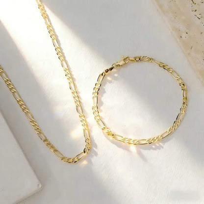 😍Elegant 2-Piece 18K Gold Jewelry Set – Bracelet & Necklace for Men & Women
