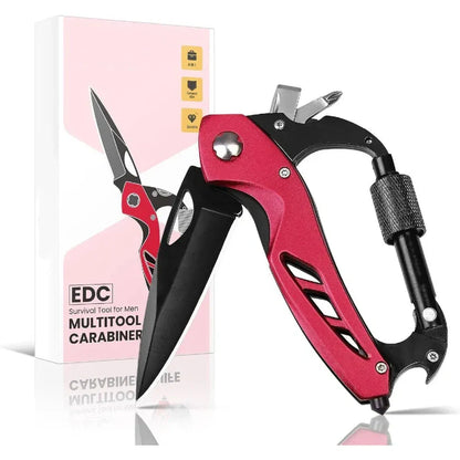 💥All-in-One Carabiner Multi Tool – Compact EDC Keychain with Knife & Screwdriver