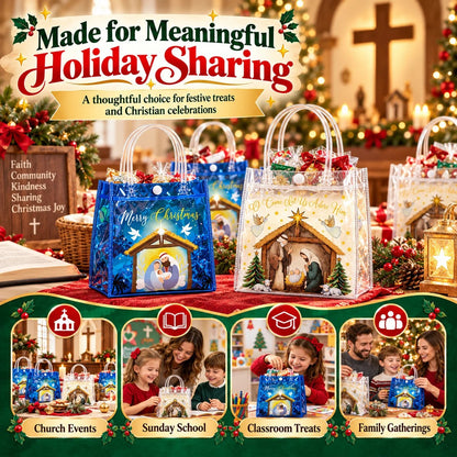 🎄✝️ Christmas Nativity Gift Bags – Reusable Christian Treat Bags with Handles