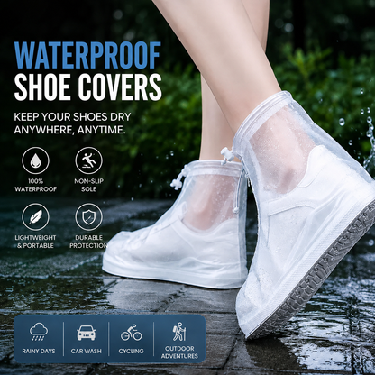 Waterproof Shoe Covers with Zipper & Adjustable Drawstring