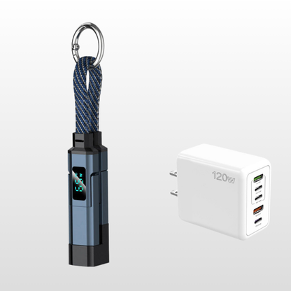 🔥🔌 4-in-1 Charging Cable with Digital Display & Keychain – Fast-Charging, Kink-Resistant & Compact