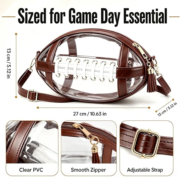 Transparent football-shaped crossbody bag