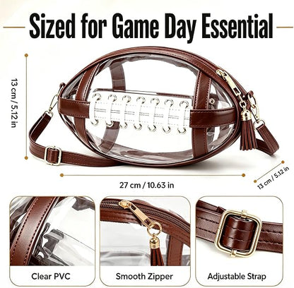 Transparent football-shaped crossbody bag