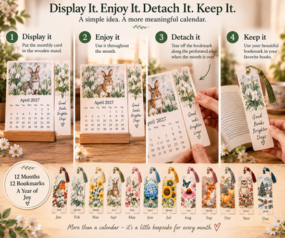 🌸 2027 A Year of Little Keepsakes – 12-in-1 Bookmark Calendar