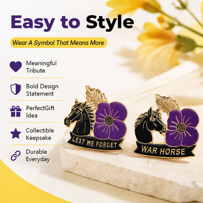 🌺🐎 Bold & Symbolic — Purple Poppy Horse Memorial Brooch