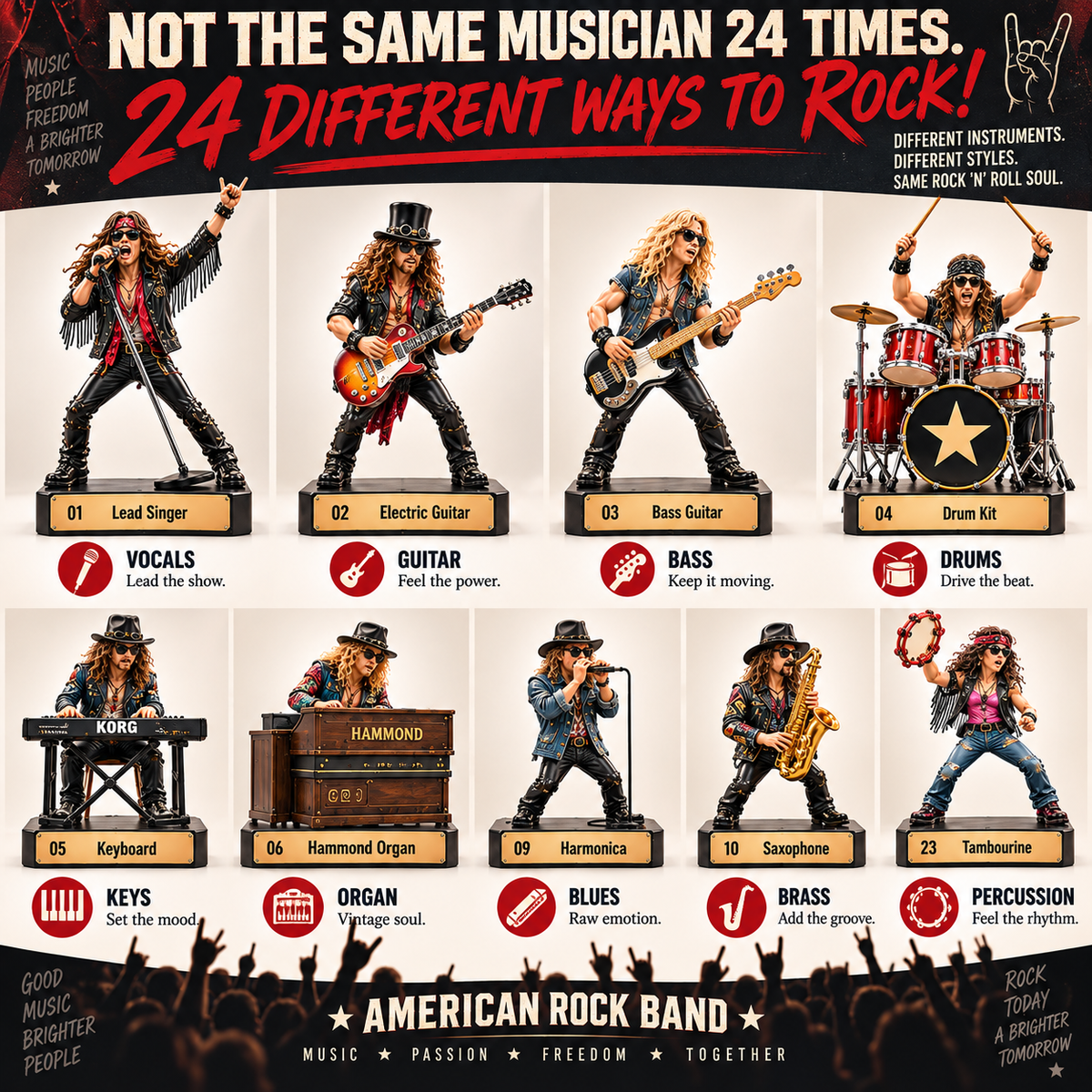 🎸 American Rock Band – 24 Icons of the Rock ’n’ Roll Stage