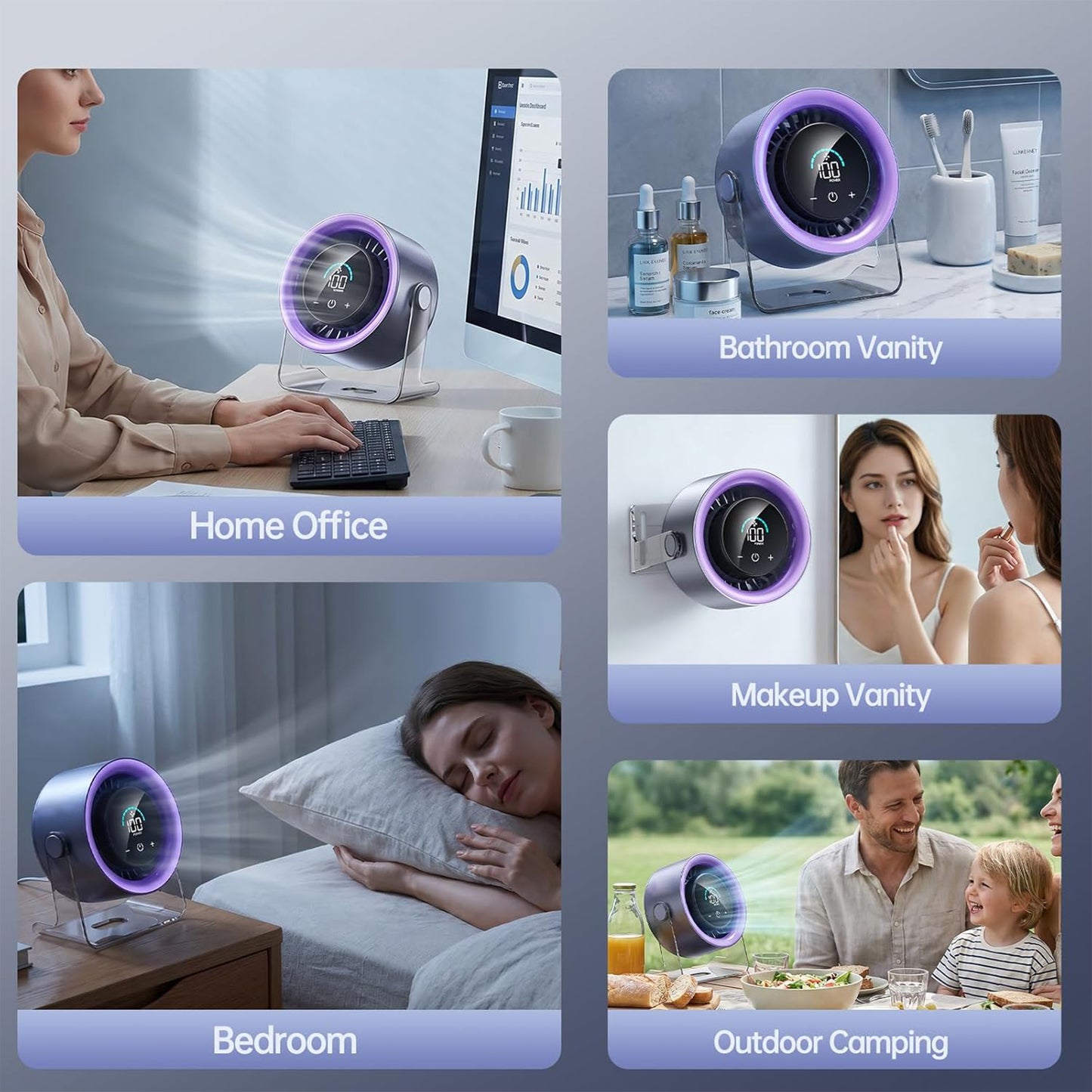 USB Desk Fan for Bedroom: 120° Rotating Small Rechargeable Battery Desktop Fans for Bedroom Home Office