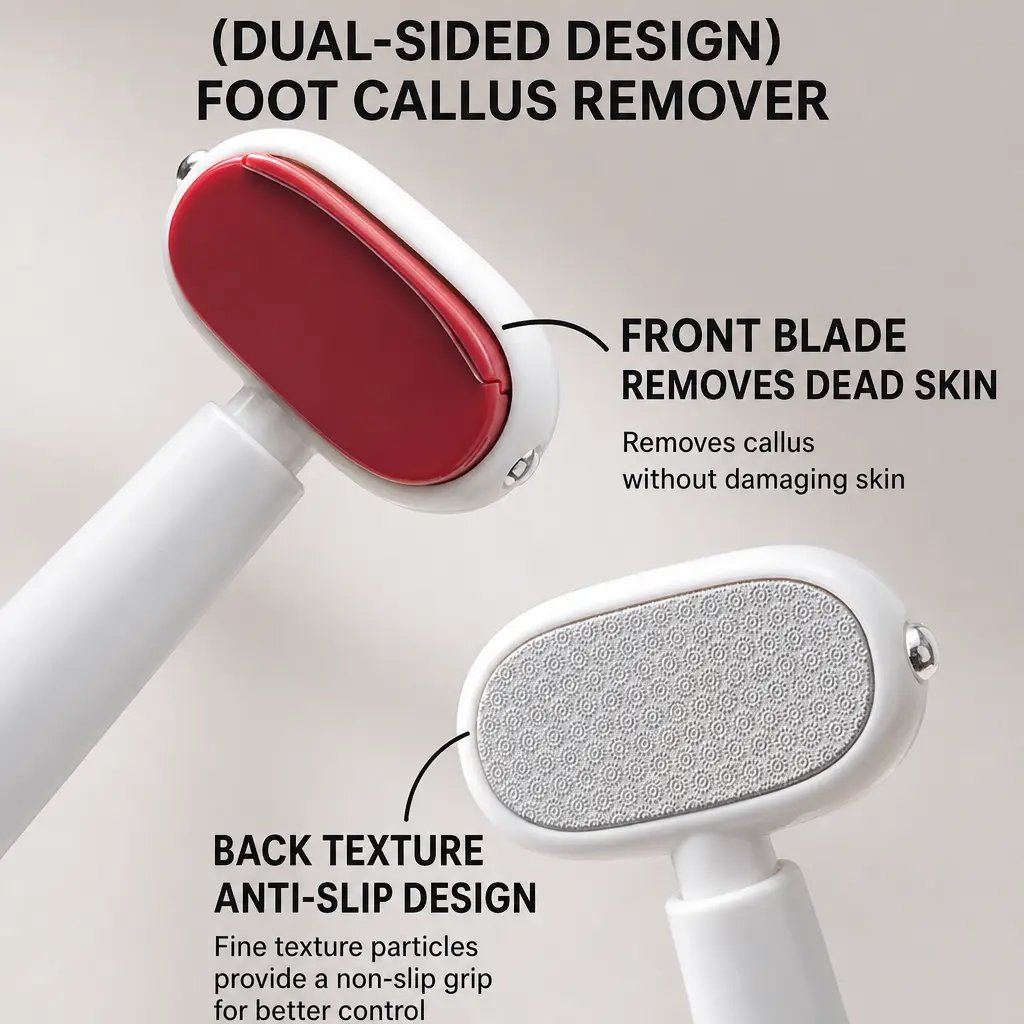 🔥Last Day 50% OFF - Dual‑Sided Foot Callus Remover, Replaceable Stainless Steel Blade Foot Scraper 🦶