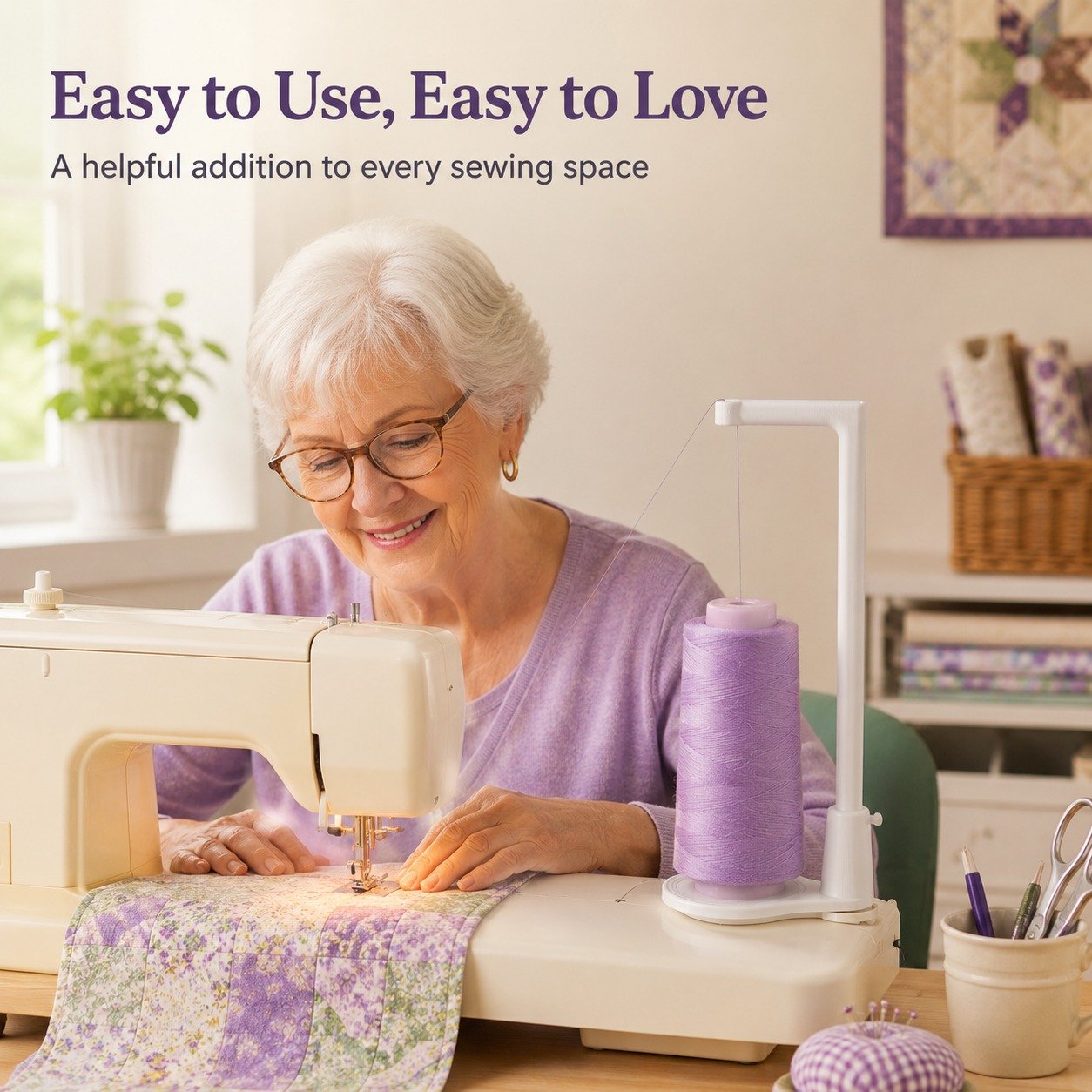 🔥LAST DAY 45% OFF -- 🧵Large Capacity Thread Spool Stand🪡(Compatible With Most Sewing Machines In US Markets)