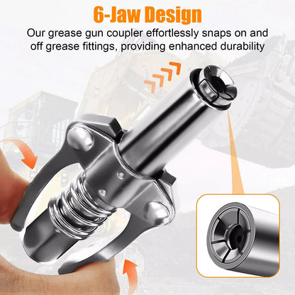 17000PSI 6-Jaw Stainless Steel Leak-Proof Universal Grease Gun Coupler