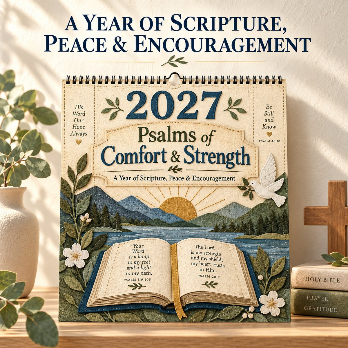 ✝️ 2027 Psalms Wall Calendar | Monthly Scripture & Christian Artwork