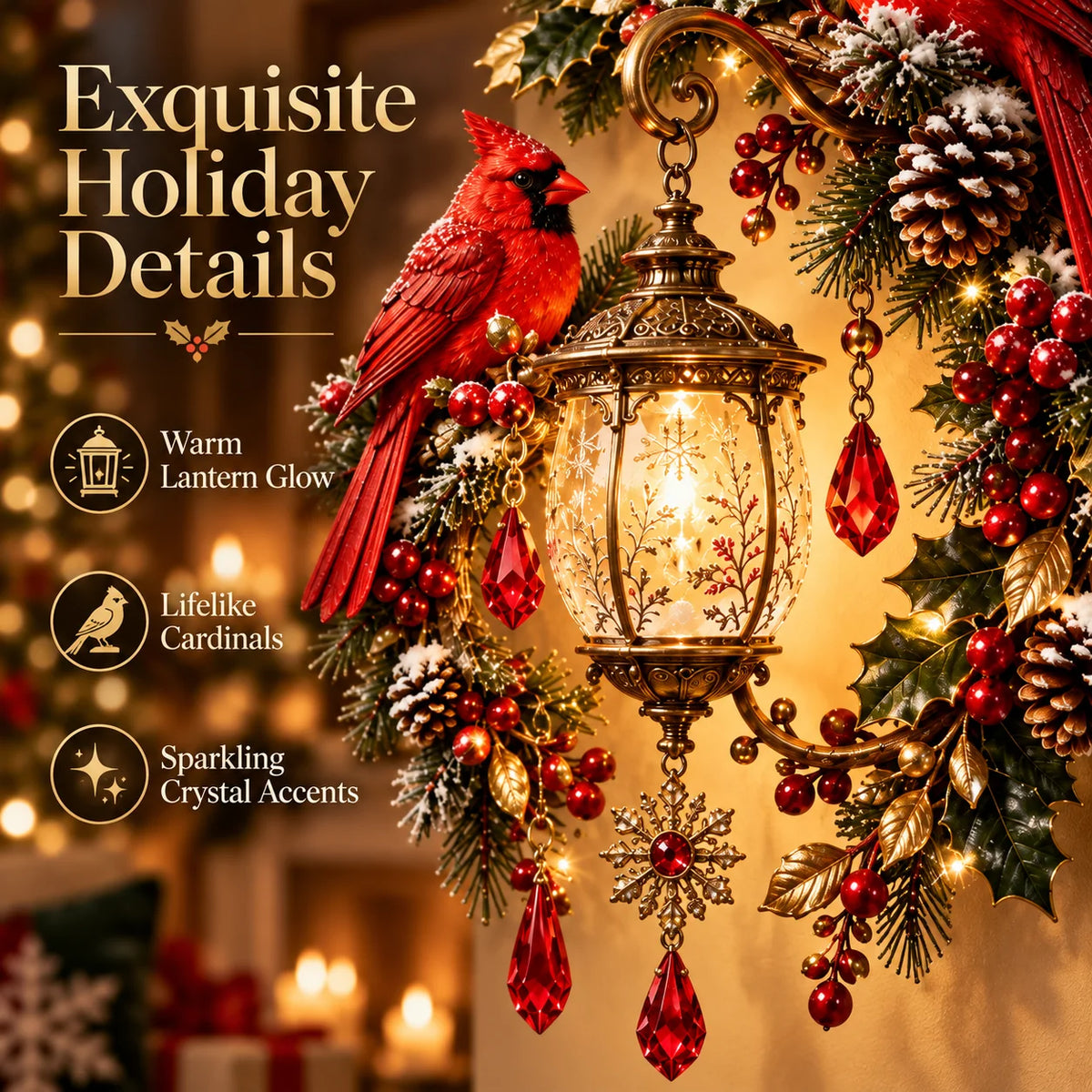 🔥😍Cardinal Lantern Wall Decor – A Warm Holiday Glow