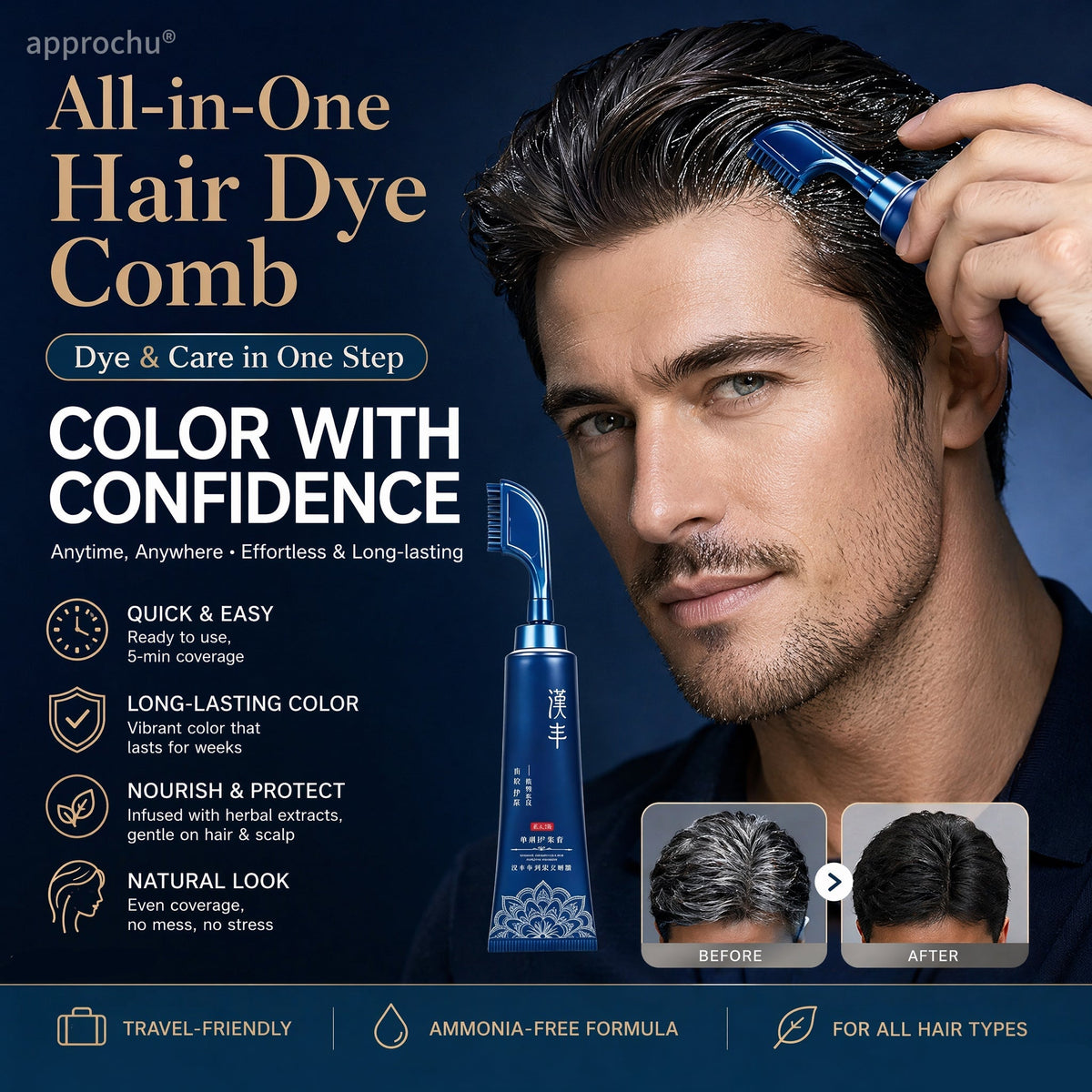 🔥 Limited-Time 49% Off –Herbal Hair Dye Comb for Home Use