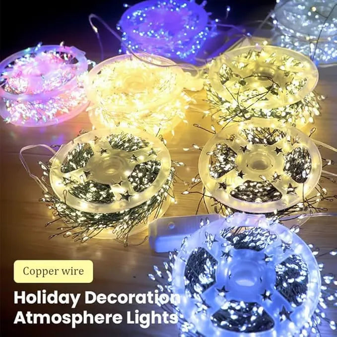 🎄 LED Copper Wire Firecracker Fairy Lights – Flexible Twinkling String Lights for Festive Home Décor