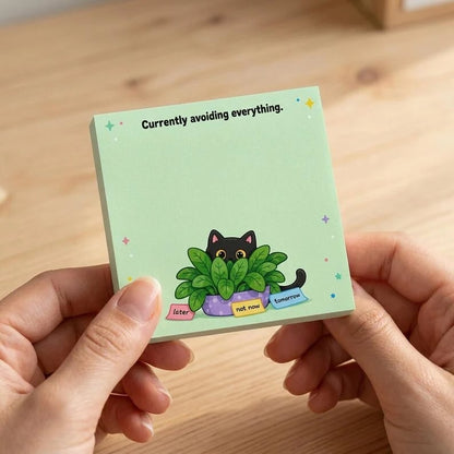 🐾 Sassy Black Cat Sticky Notes – 4 Funny 3" × 3" Memo Pads for Work, School & Home