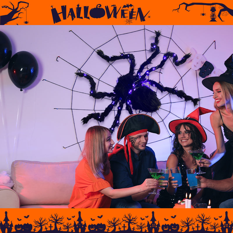 🎃LIMITED-TIME 50% OFF! ⏰Halloween Black Spider Decoration with Light🕷️