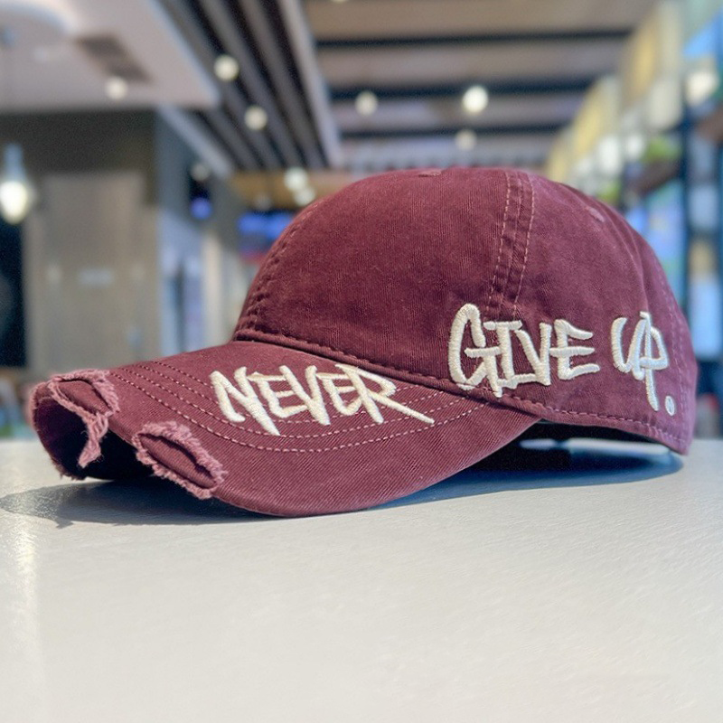 “NEVER GIVE UP” Embroidered Cap