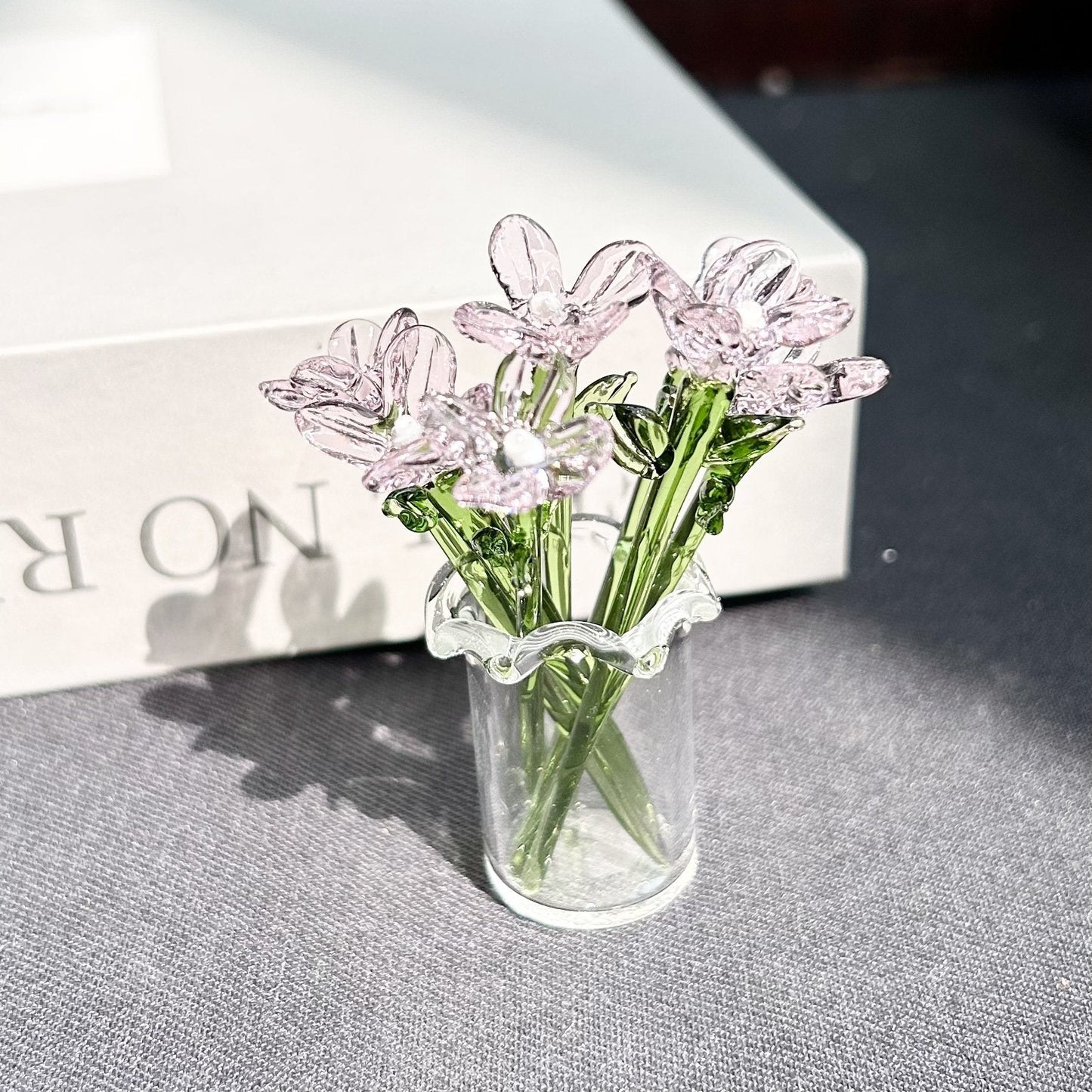 🌸Mini Glass Flower Ornament Crafts Artificial Flower Floral Figurine
