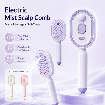 💖Scalp Massager Comb💆‍♀️ – Self-Cleaning 🧼, Tangle-Free ✂️ & Frizz-Control Hair Brush with Soothing Mist Spray 💨✨ | Perfect for Dry, Brittle Hair 💧🌟