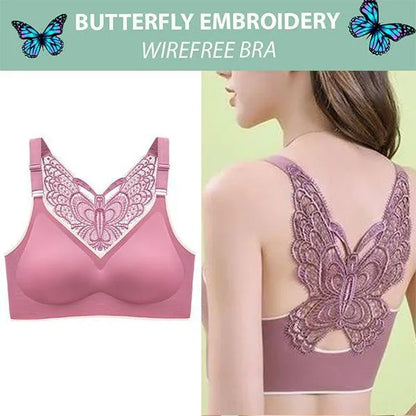🎁Hot Sale 40% OFF🦋Butterfly Embroidery Wirefree Bra
