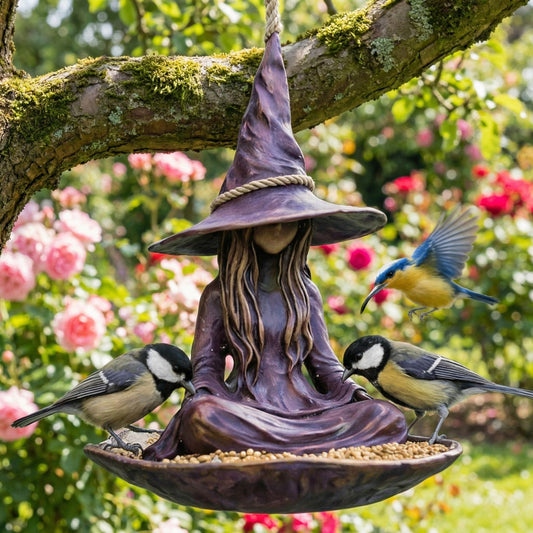 🔮Meditating Witch Garden Bird Feeder🪄