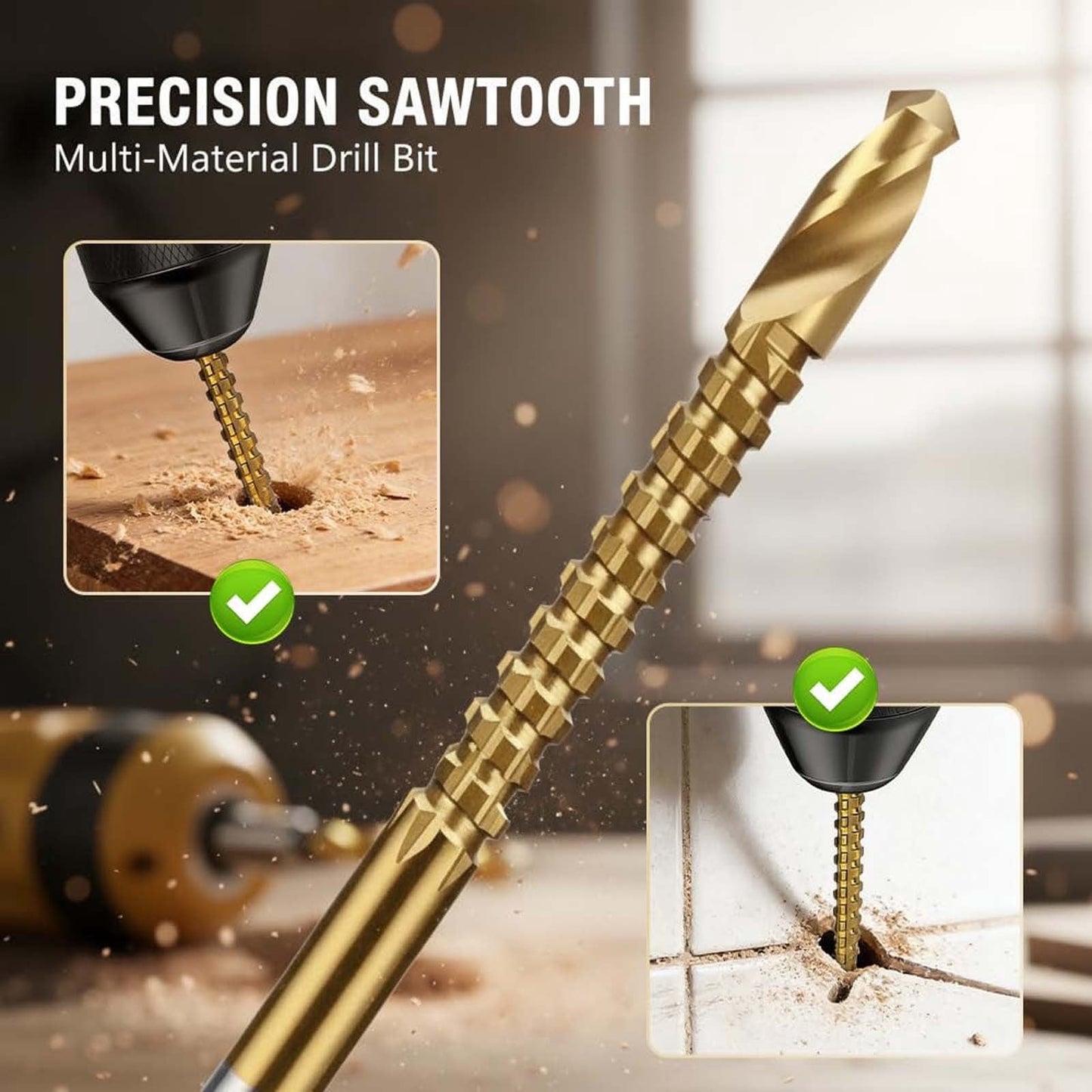 6Pcs Titanium Coated Carbon Steel Drill Bit Kit