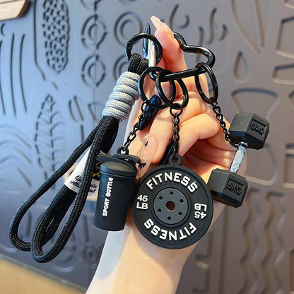 🏋️‍♀️Fitness Keychain Set, MSilicone Dumbbell Kettlebell Weight Plate Keychains