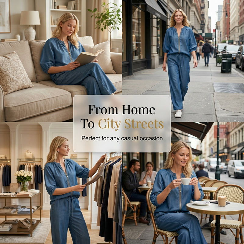 🔥 Hot sale 44% OFF🔥Women's Solid Color 2-Piece Casual Tracksuit Set