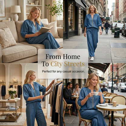 🔥 Hot sale 44% OFF🔥Women's Solid Color 2-Piece Casual Tracksuit Set