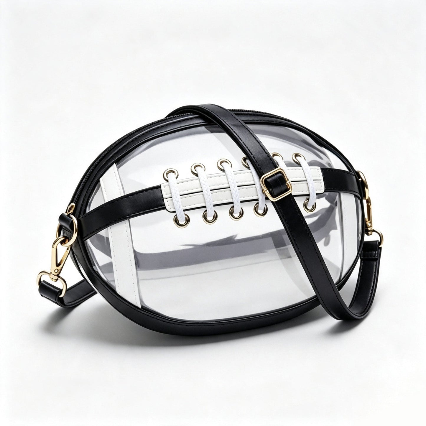 Transparent football-shaped crossbody bag