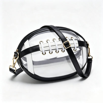 Transparent football-shaped crossbody bag