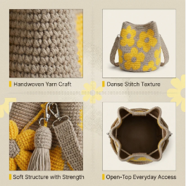 🌼✨Hand-crocheted floral tote bag 🌼✨