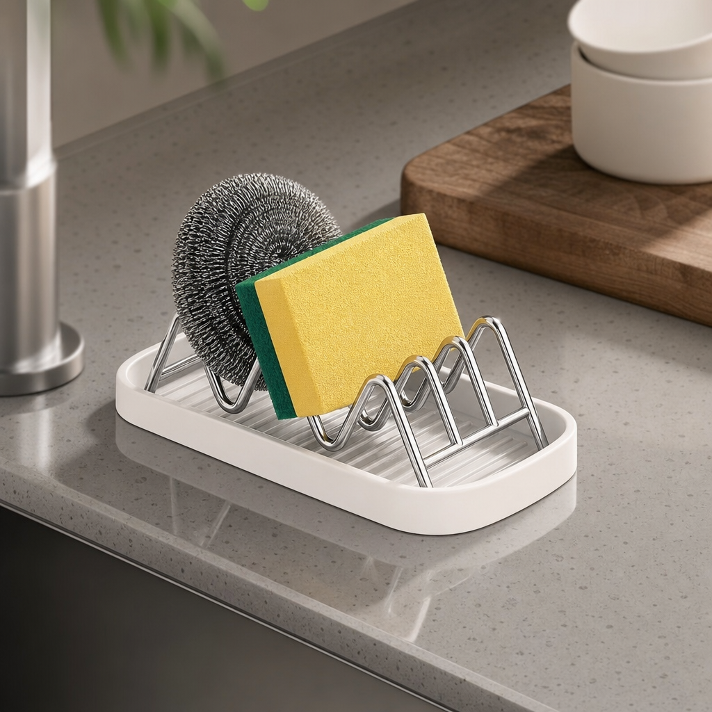 ✨Wavy stainless steel soap dish, suitable for holding soap and sponges💧