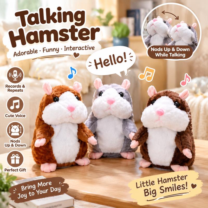 🐹 Last Day Special！✨Talking Hamster Plush – repeats whatever you say, auto head-shaking, hilarious fun for kids & adults.🎁