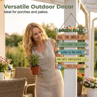 🪄Rustic Wooden Garden Hanging Sign Wall Decor Plaque