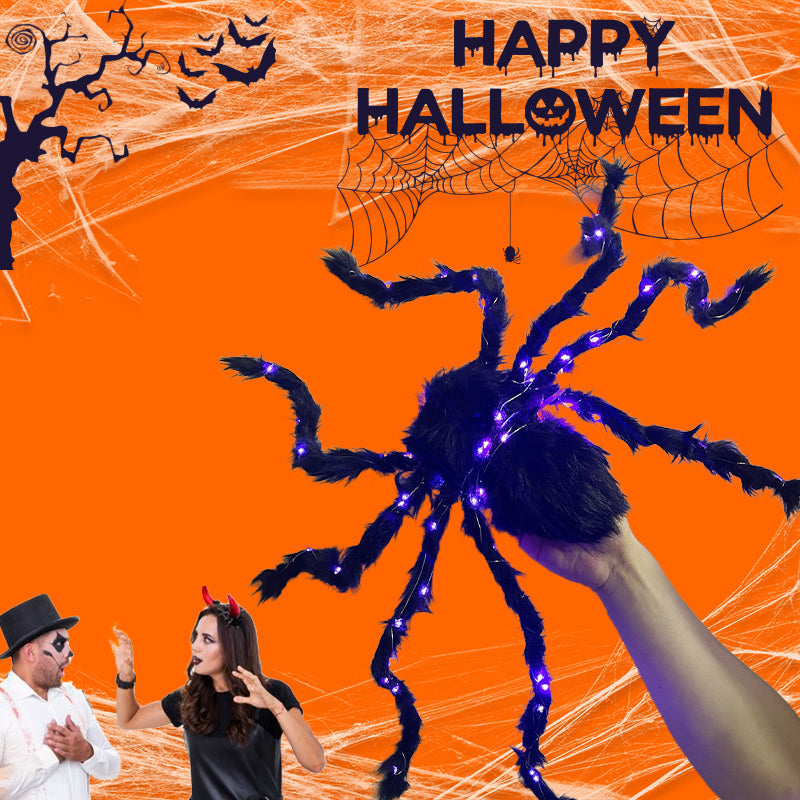 🎃LIMITED-TIME 50% OFF! ⏰Halloween Black Spider Decoration with Light🕷️