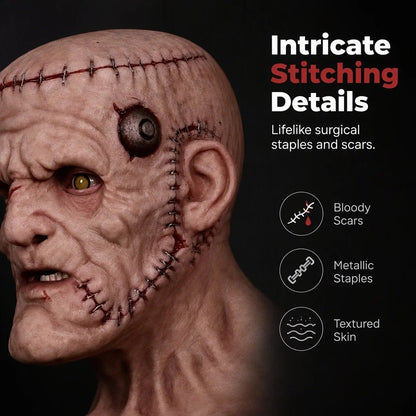 ⭐👹 Stitched Monster Full-Head Silicone Horror Mask | Costume Piece