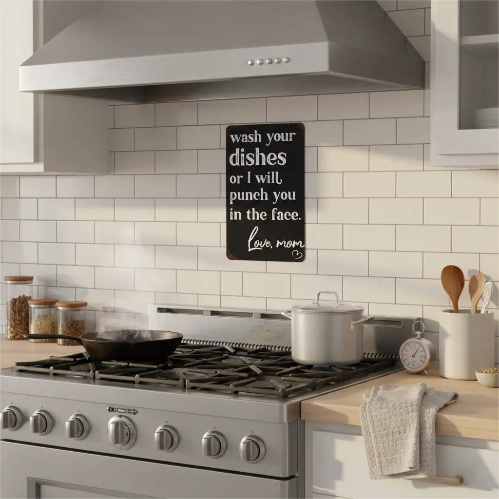 🤣Funny "Wash Your Dishes or I'll Punch You in the Face" Metal Tin Sign, 8 × 12 in