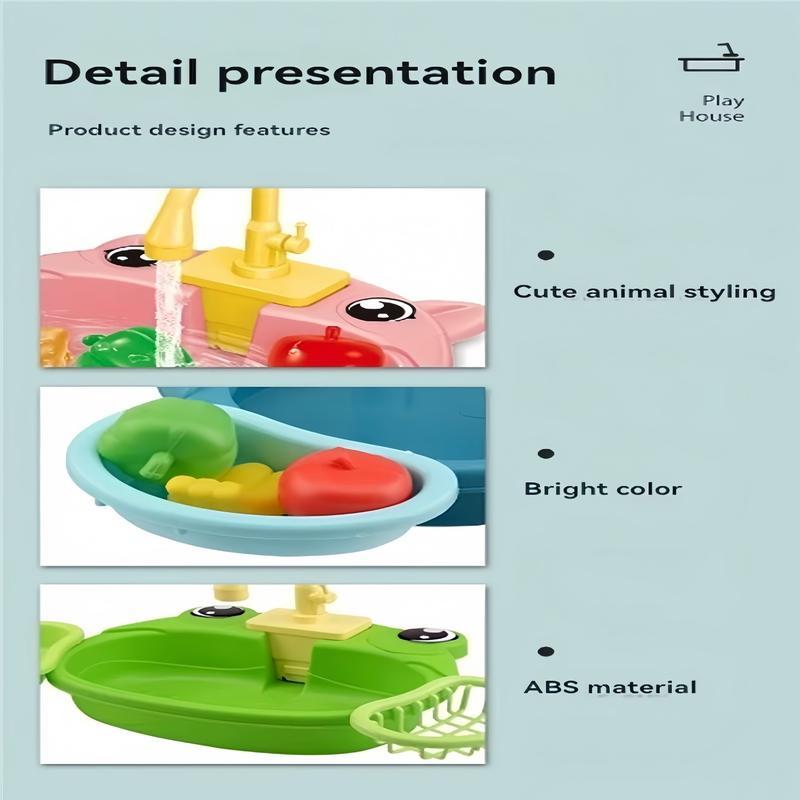 Cute Kitchen Sink Toy Set with Water Faucet