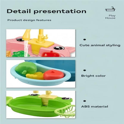Cute Kitchen Sink Toy Set with Water Faucet