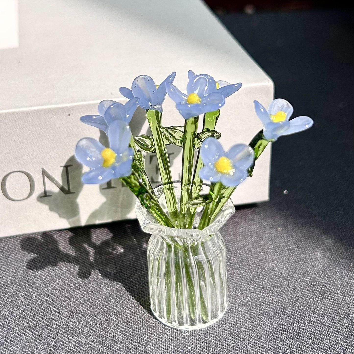 🌸Mini Glass Flower Ornament Crafts Artificial Flower Floral Figurine