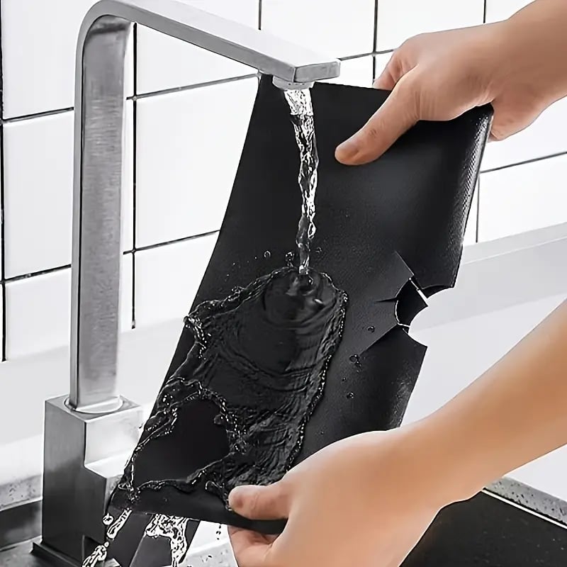 ♻️ Reusable Gas Stove Burner Liners – Cut-to-Fit Stove Protector Mats, 4-Pack