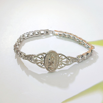 📢📢40% OFF !! ⏰Elegant Hollow Flower Virgin Mary Bracelet